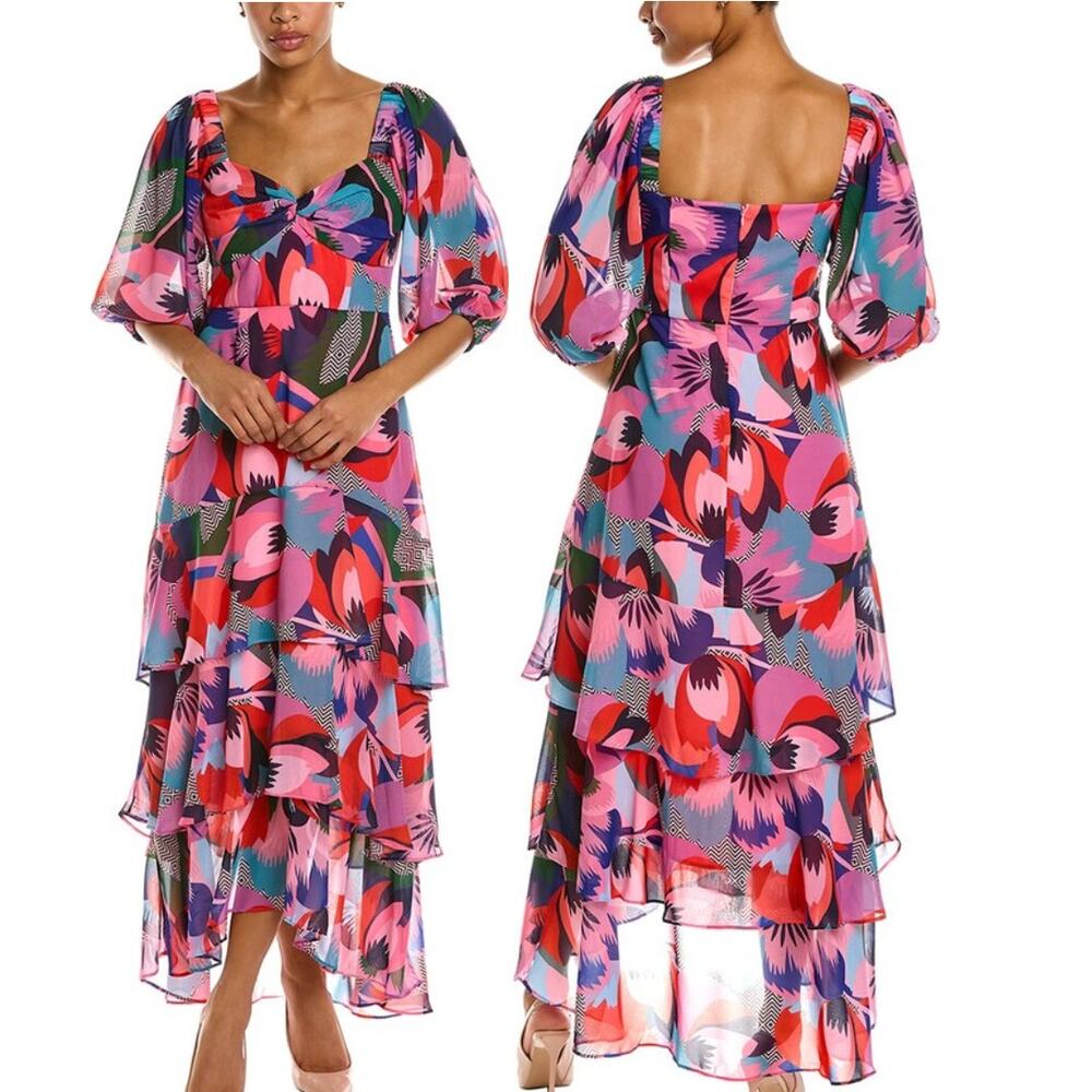 12 Hutch Pink Print Loisa Midi Dress NWT